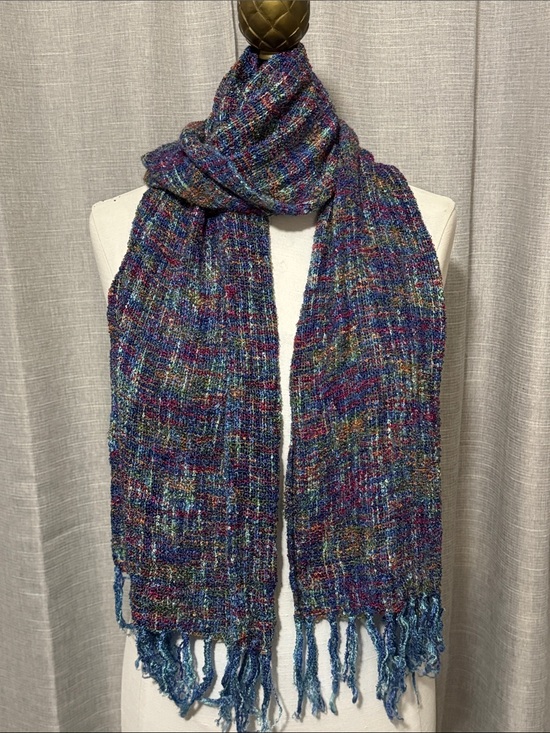 Accessories - Made in Ireland Lightweight Scarf-EUC-Brightly Colored Plaid-Blue Tones-Silky